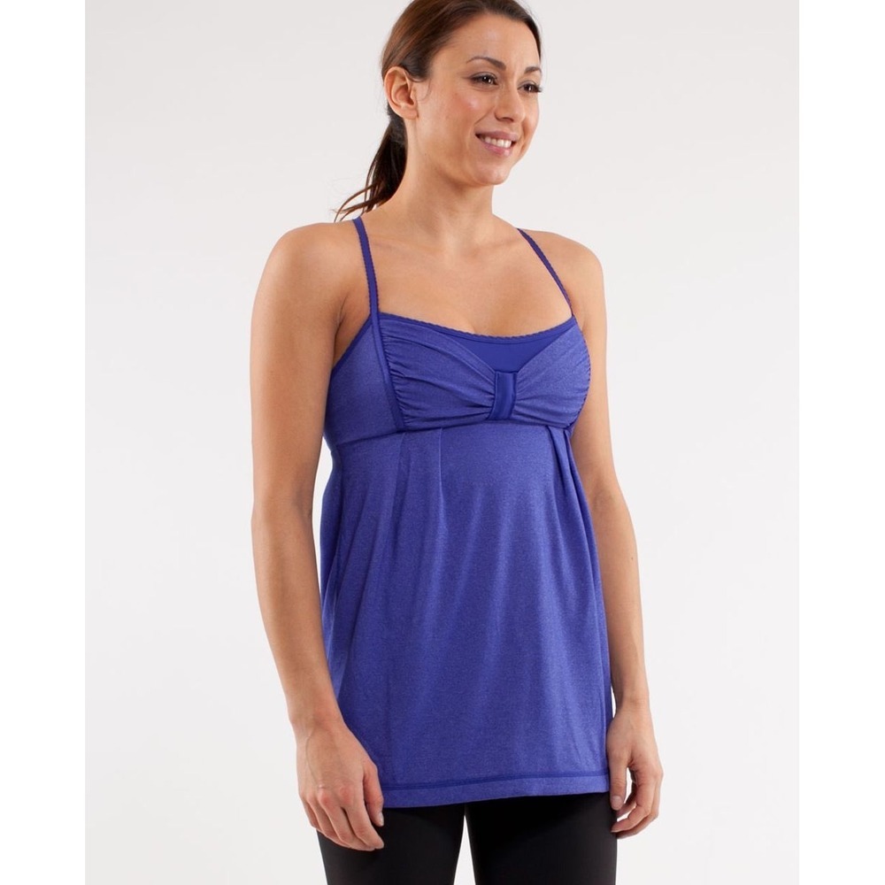 Lululemon No Limits Tank Top Purple Heather Built In Bra Yoga Gym Womens Size 8